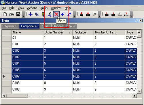 Deleting multiple components
